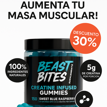 BEAST BITES™: Creatina en gomita para mejorar tu rendimiento [150 unidades]