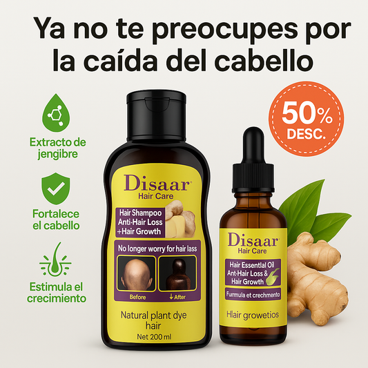 DISAAR®: PACK SHAMPOO + SERUM ANTICAIDA JENGIBRE [50% DESCUENTO]