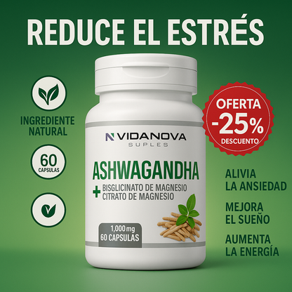 Ashwagandha [con Citrato de Magnesio]  60 cápsulas de 1.000 Mg