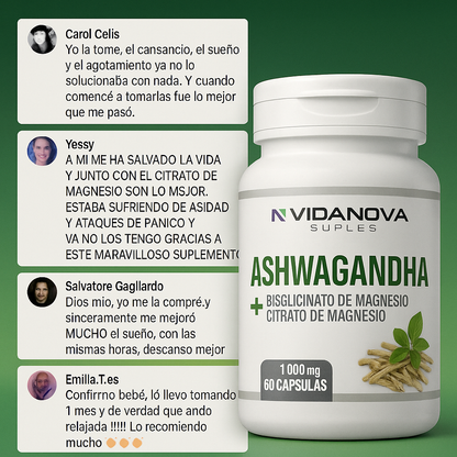 Ashwagandha [con Citrato de Magnesio]  60 cápsulas de 1.000 Mg
