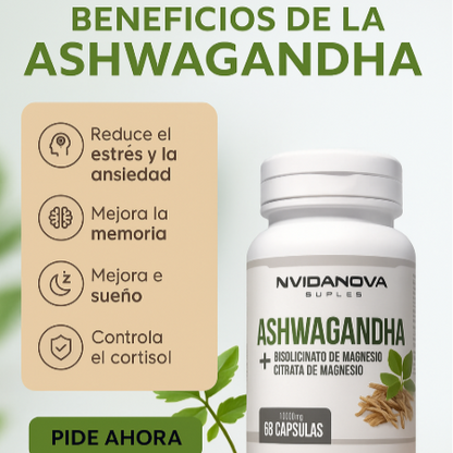 Ashwagandha [con Citrato de Magnesio]  60 cápsulas de 1.000 Mg